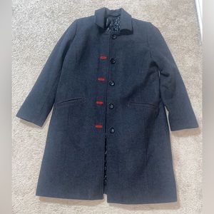 DARK GRAY heavy button up wool coat with lining